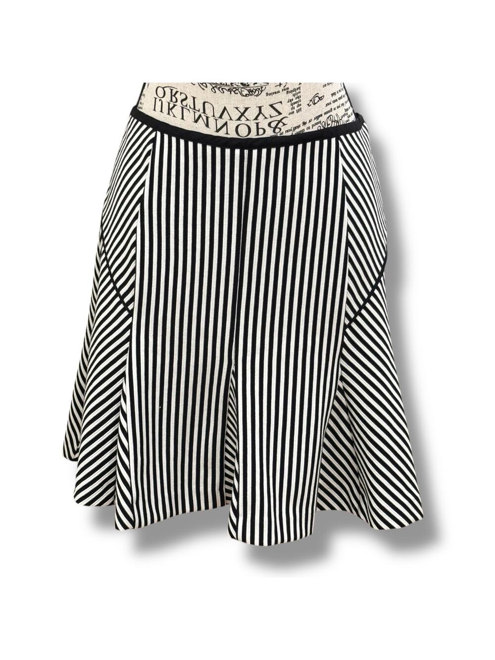 NWT Banana Republic Size 12 Black White Striped Trumpet Mermaid Skirt